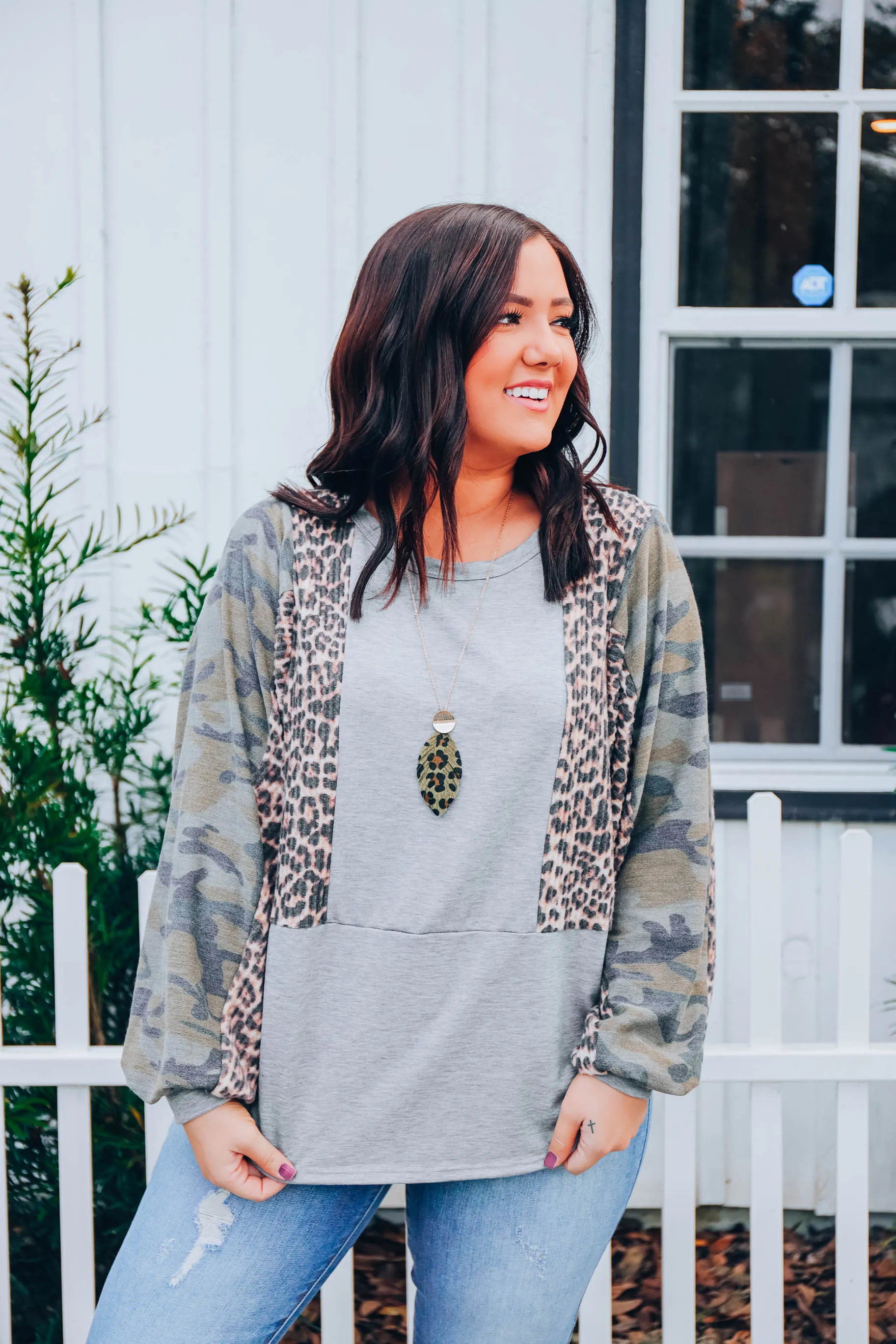Be Distinct Color Block Top - Grey