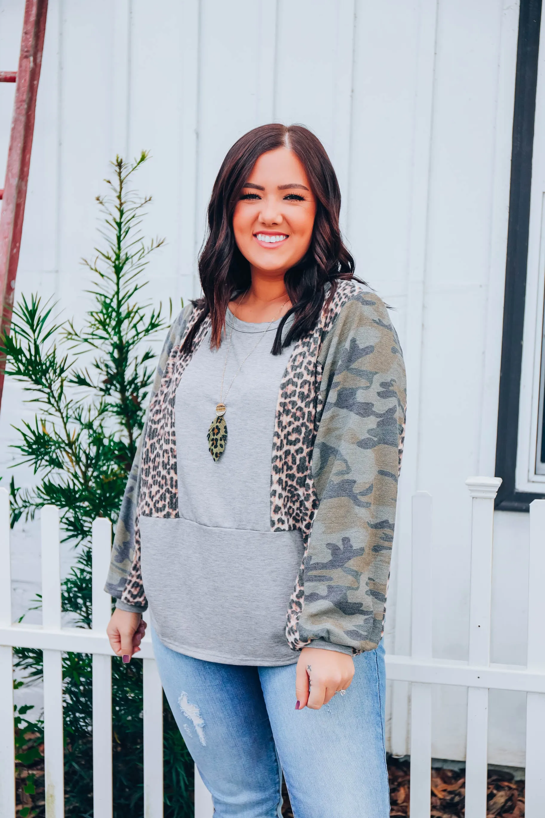 Be Distinct Color Block Top - Grey