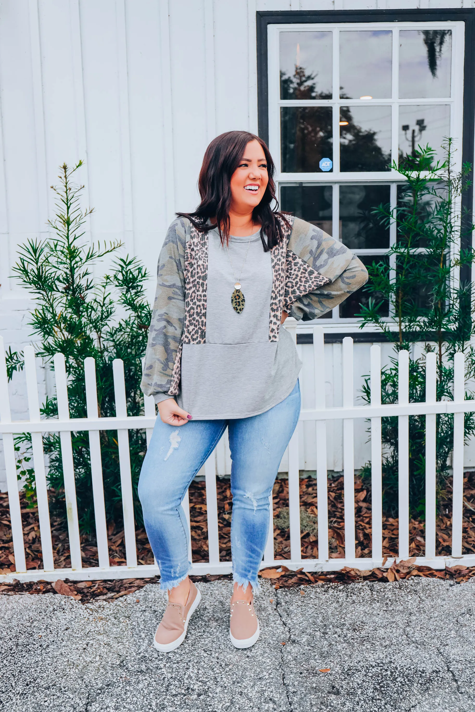 Be Distinct Color Block Top - Grey
