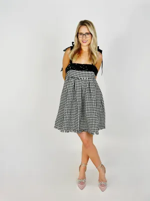 Black Houndstooth Mini Dress