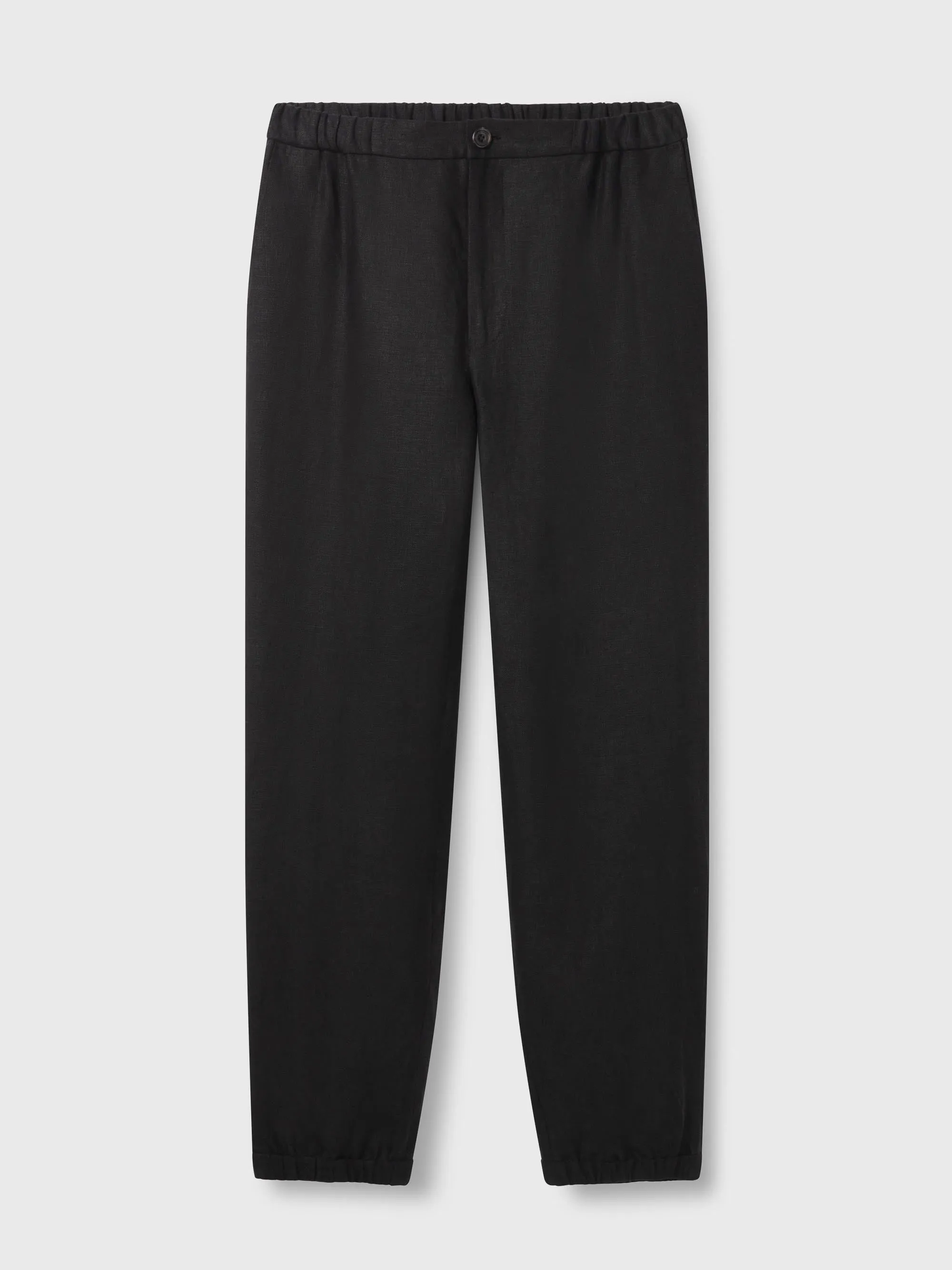Black Linen Mandarin Suit