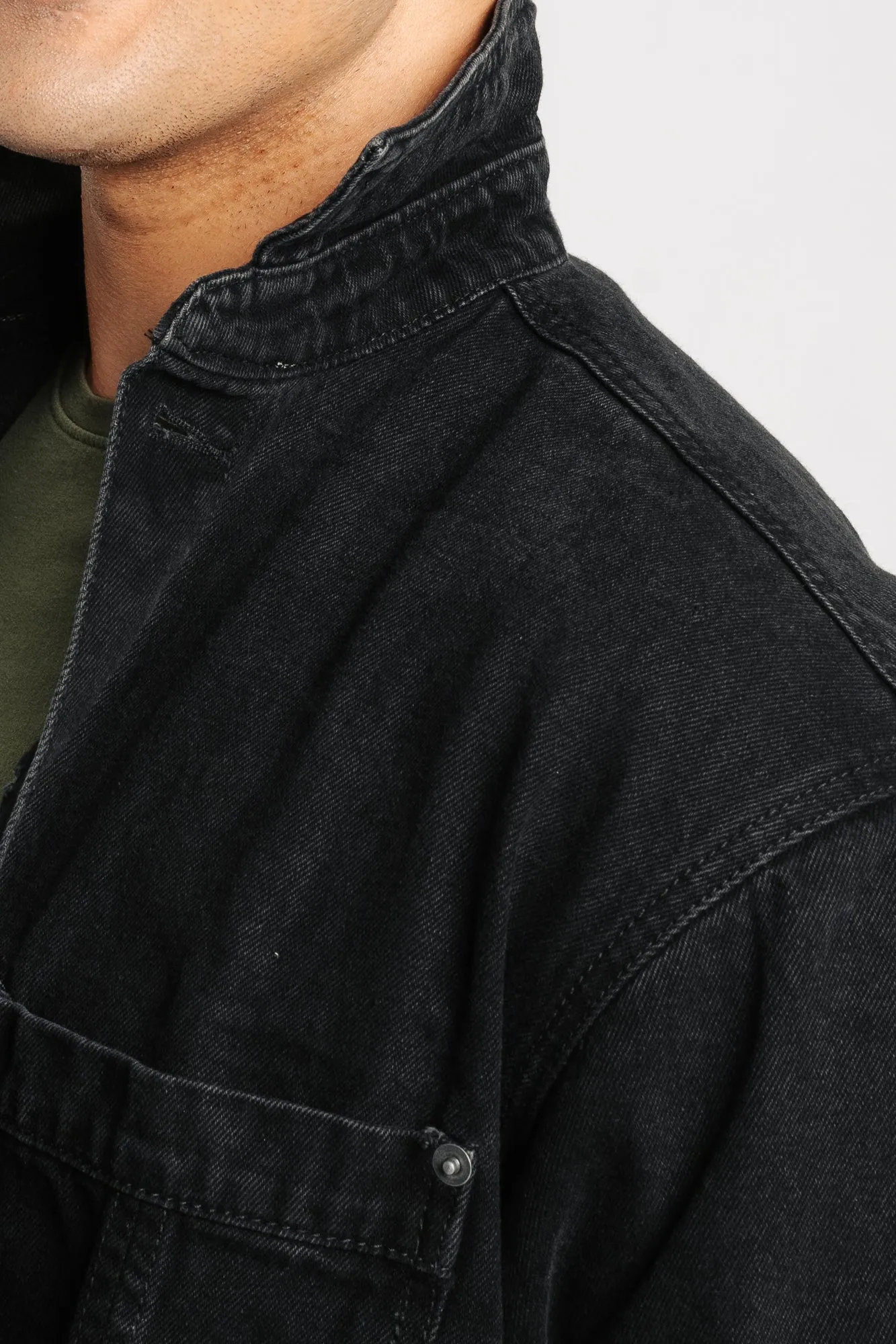 Black Men's Denim Shacket