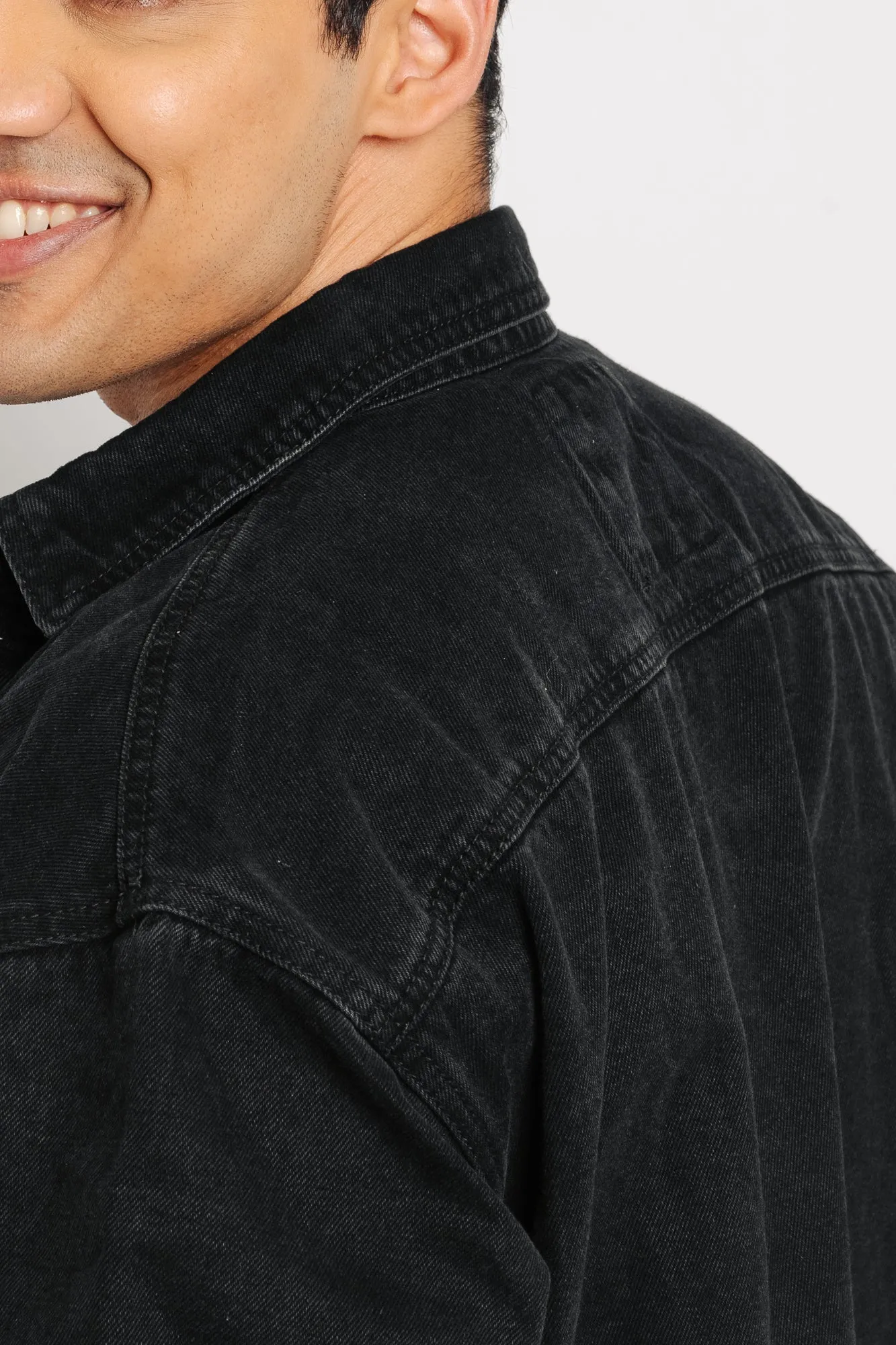 Black Men's Denim Shacket