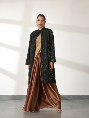 Black on Black Sequin Front Open Jacket