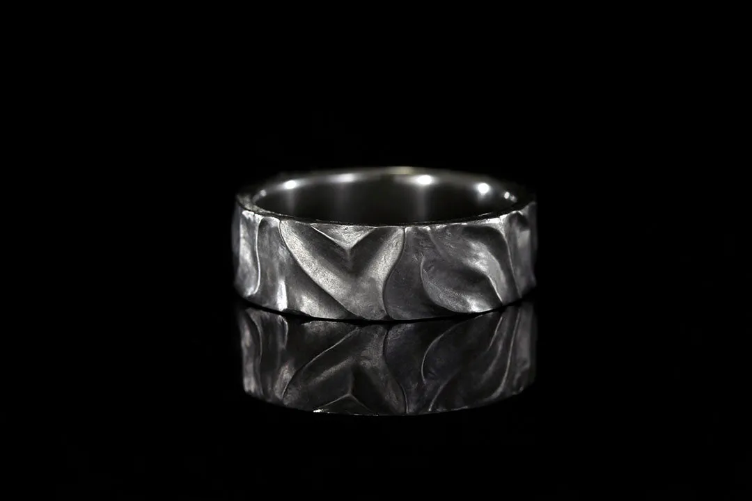 BLACK ZIRCONIUM WAVE TEXTURED MEN'S RING