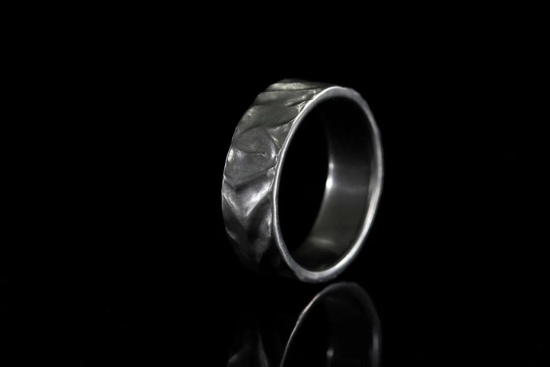BLACK ZIRCONIUM WAVE TEXTURED MEN'S RING