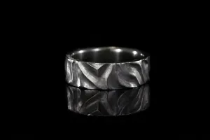 BLACK ZIRCONIUM WAVE TEXTURED MEN'S RING