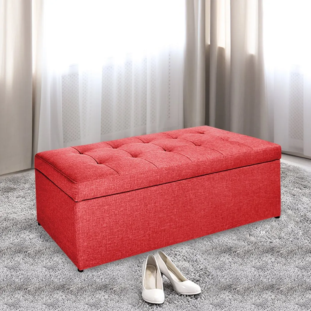 Blanket Box Storage Ottoman PU Leather Fabric Chest Toy Clothes Foot Stool Bed