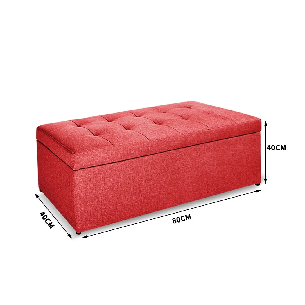 Blanket Box Storage Ottoman PU Leather Fabric Chest Toy Clothes Foot Stool Bed