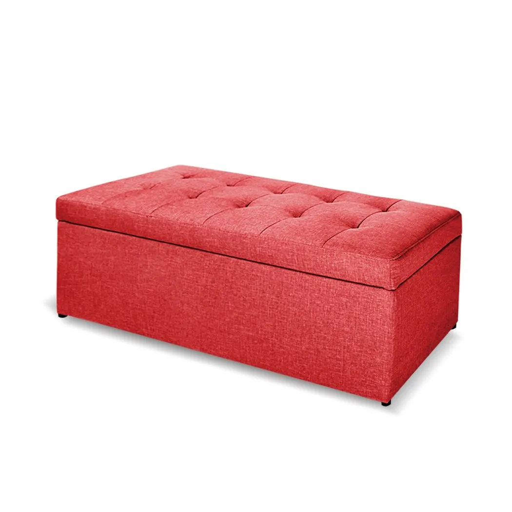 Blanket Box Storage Ottoman PU Leather Fabric Chest Toy Clothes Foot Stool Bed