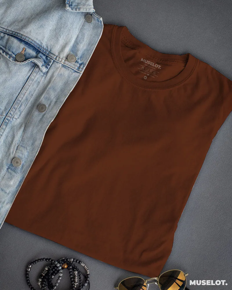 Brown plain women's t shirt