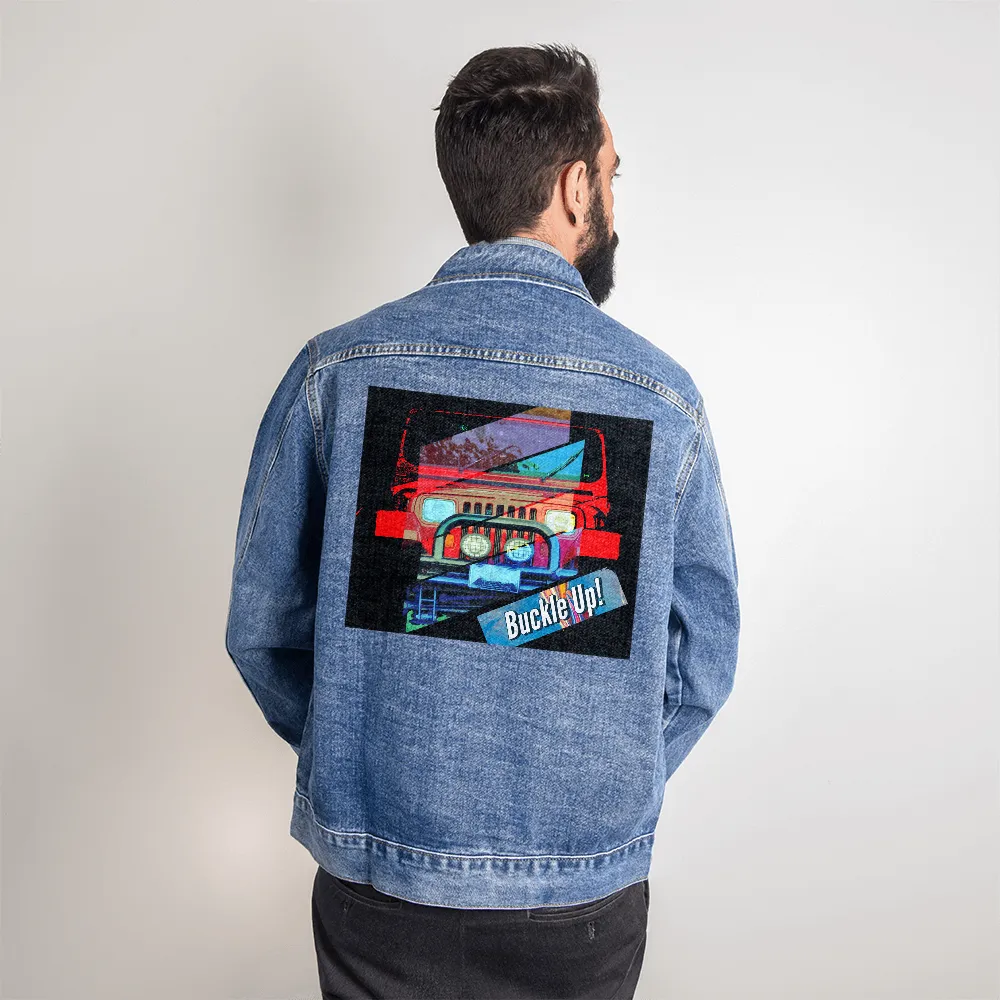Buckle Up! 4-wheel Drive Men's DTG Denim Jacket