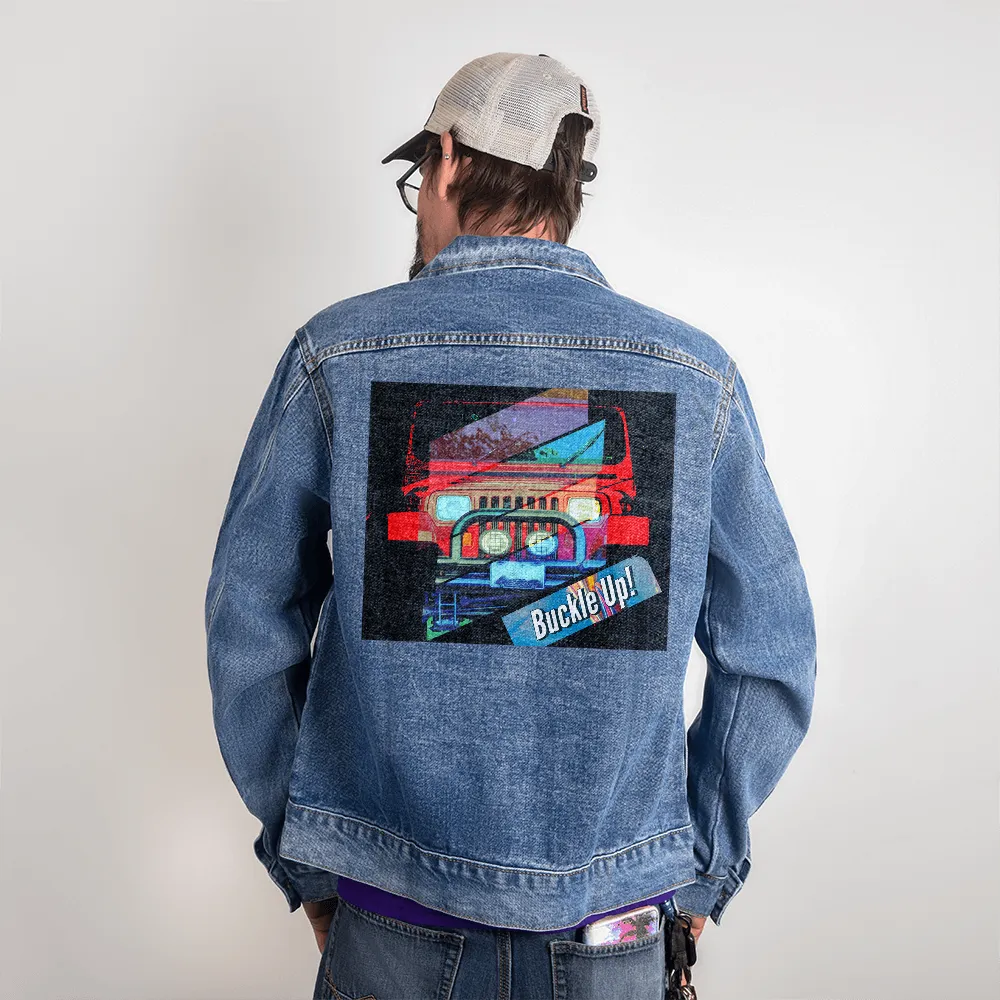 Buckle Up! 4-wheel Drive Men's DTG Denim Jacket
