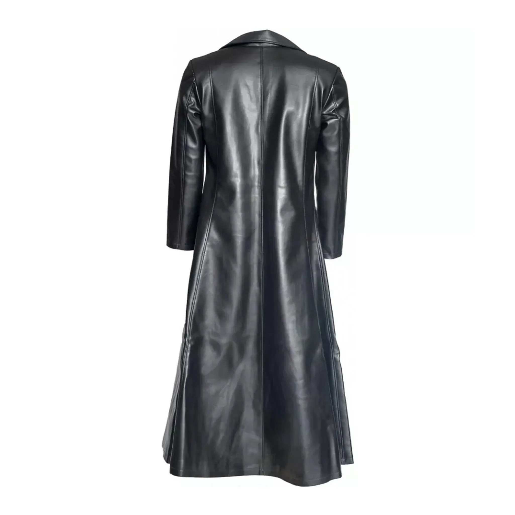 Buttoned Blade Gothic Halloween Genuine Real Leather Coat Men Leather Duster