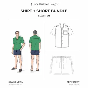 Camp Collar Shirt   Short Pattern Bundle: Men S - 2XL