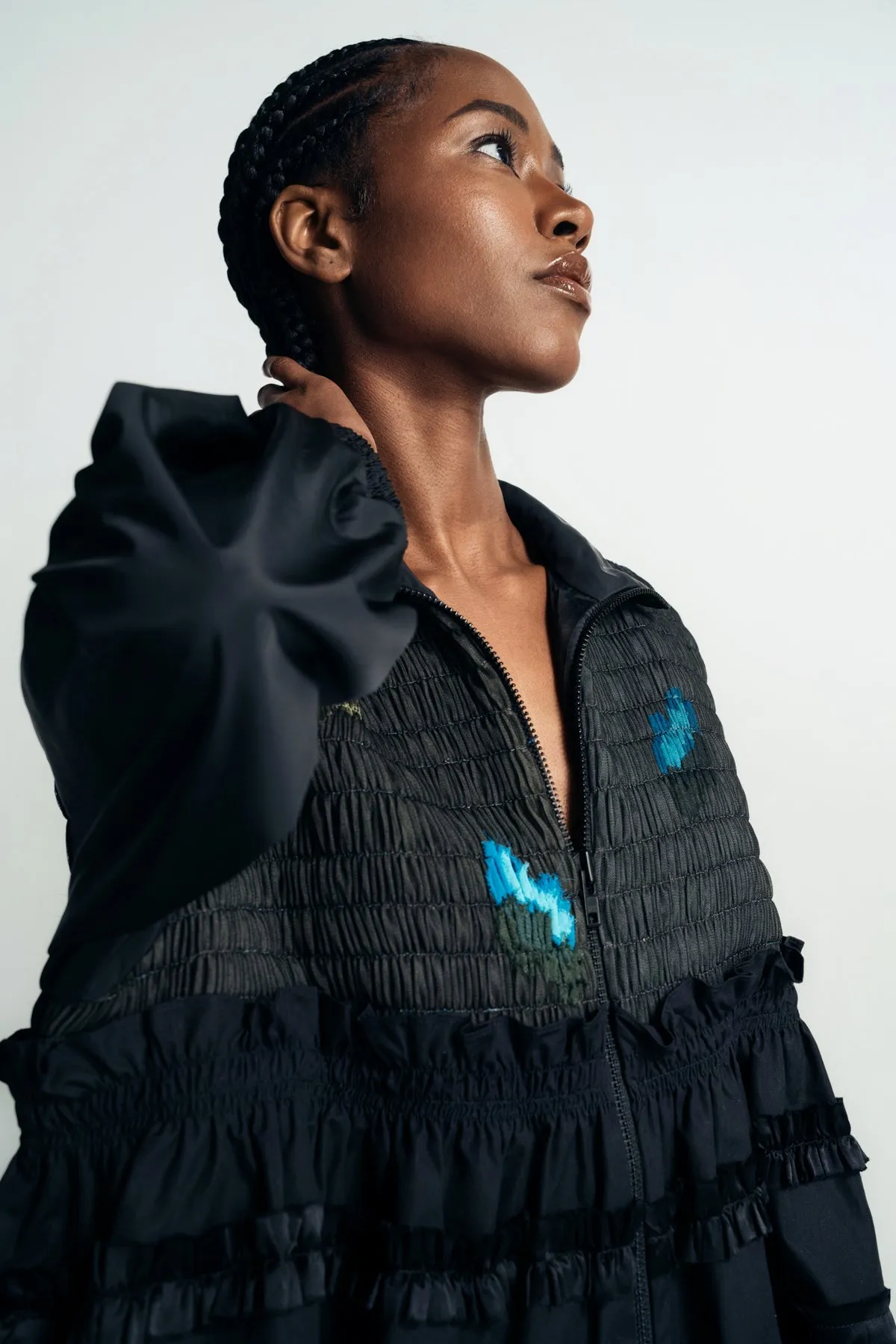 CAROLINE HU | BLUE FLOWERS SMOKING JACKET