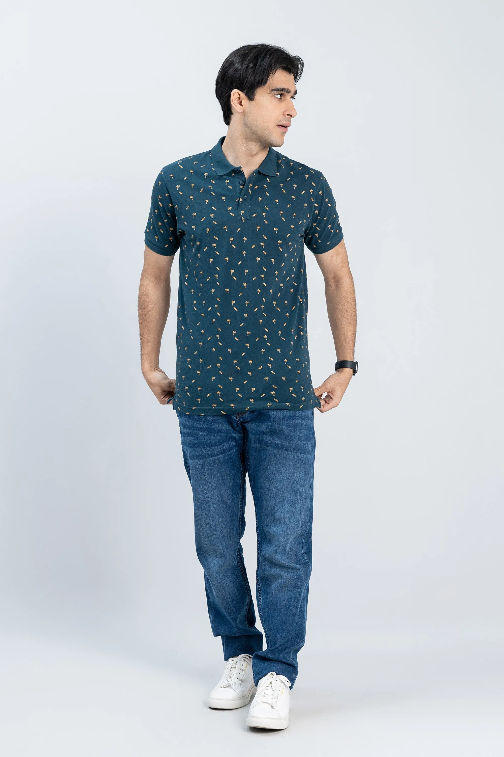 Chic Teal Collared Shirt