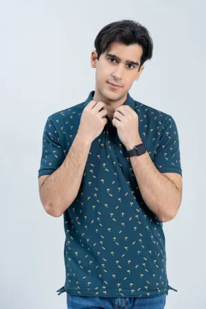 Chic Teal Collared Shirt