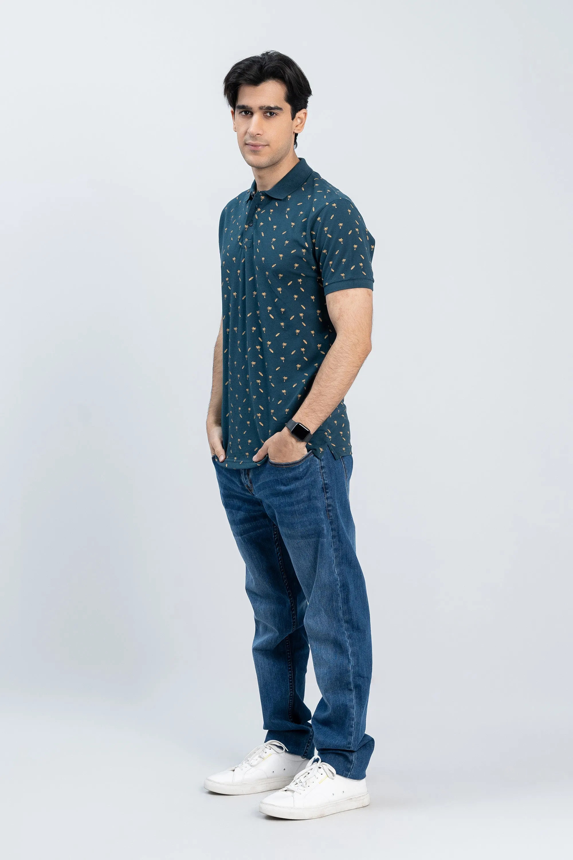 Chic Teal Collared Shirt