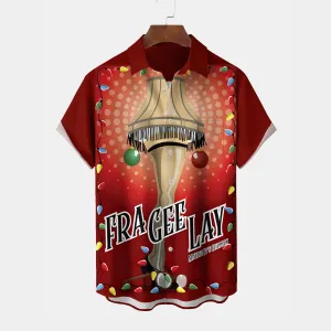 Christmas Fun Leg Lights Casual Large Size Short Sleeve Shirt
