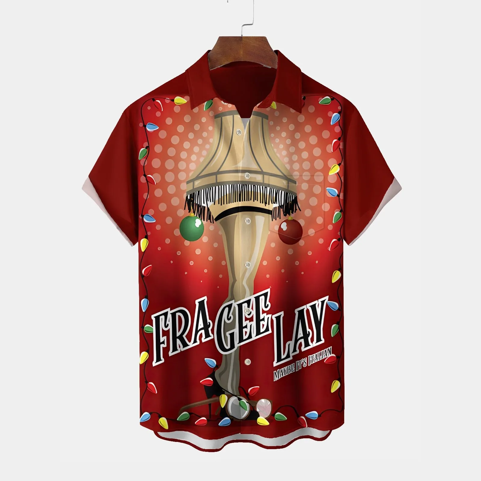 Christmas Fun Leg Lights Casual Large Size Short Sleeve Shirt