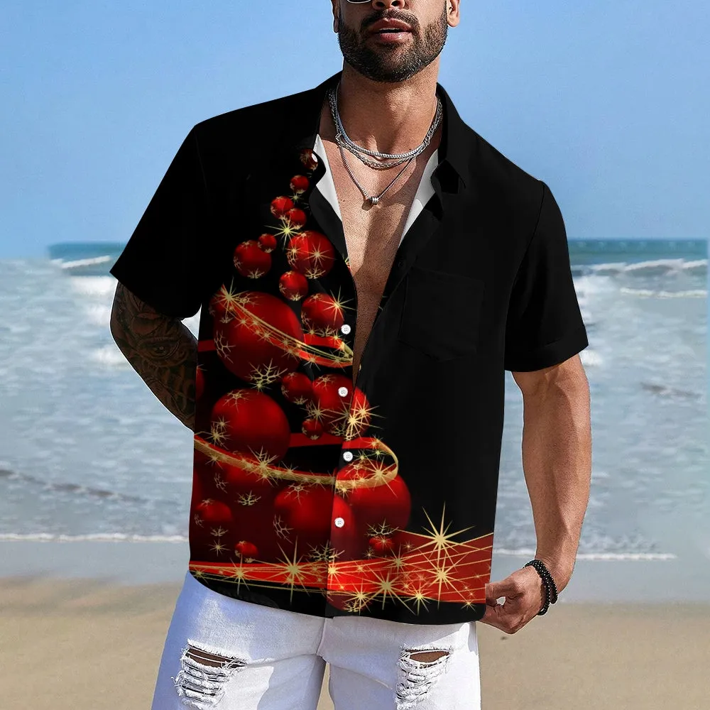 Christmas Tree Ball Casual Short Sleeve Shirt 2409006077