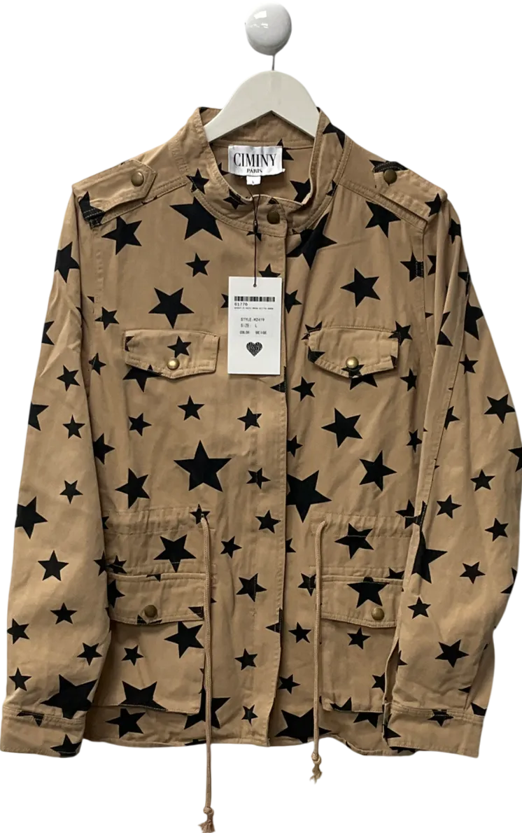 Ciminy Paris Beige Star Printed Jacket UK L