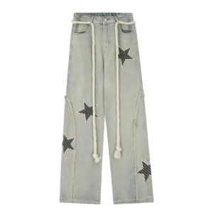City Star Raw Edge Paneled Straight Jeans