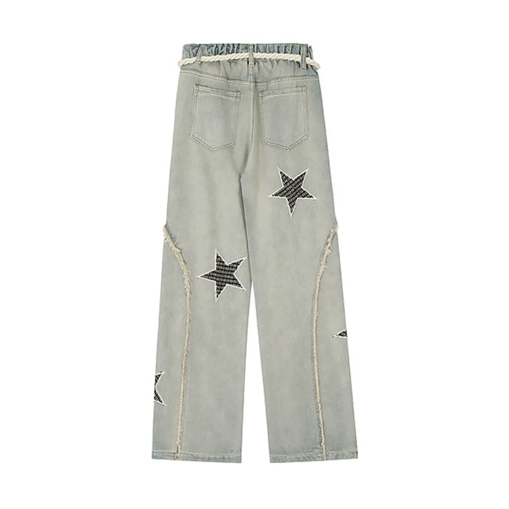 City Star Raw Edge Paneled Straight Jeans