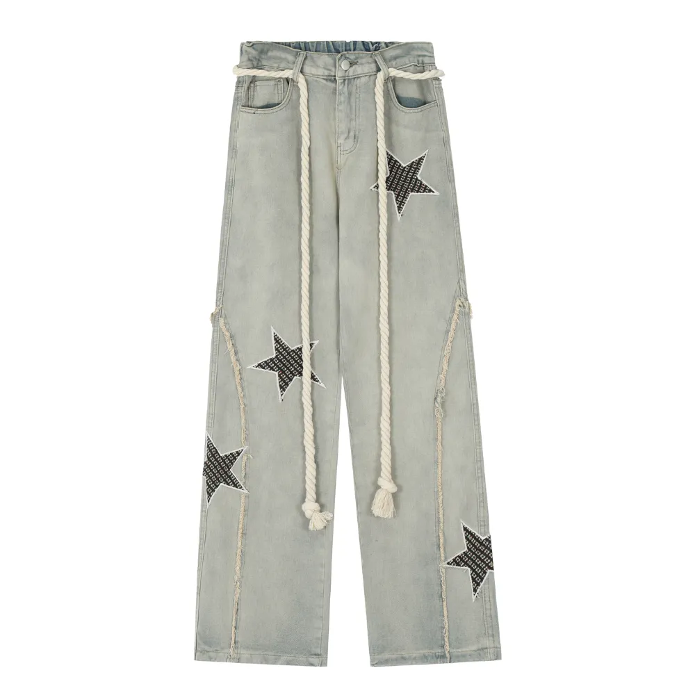 City Star Raw Edge Paneled Straight Jeans