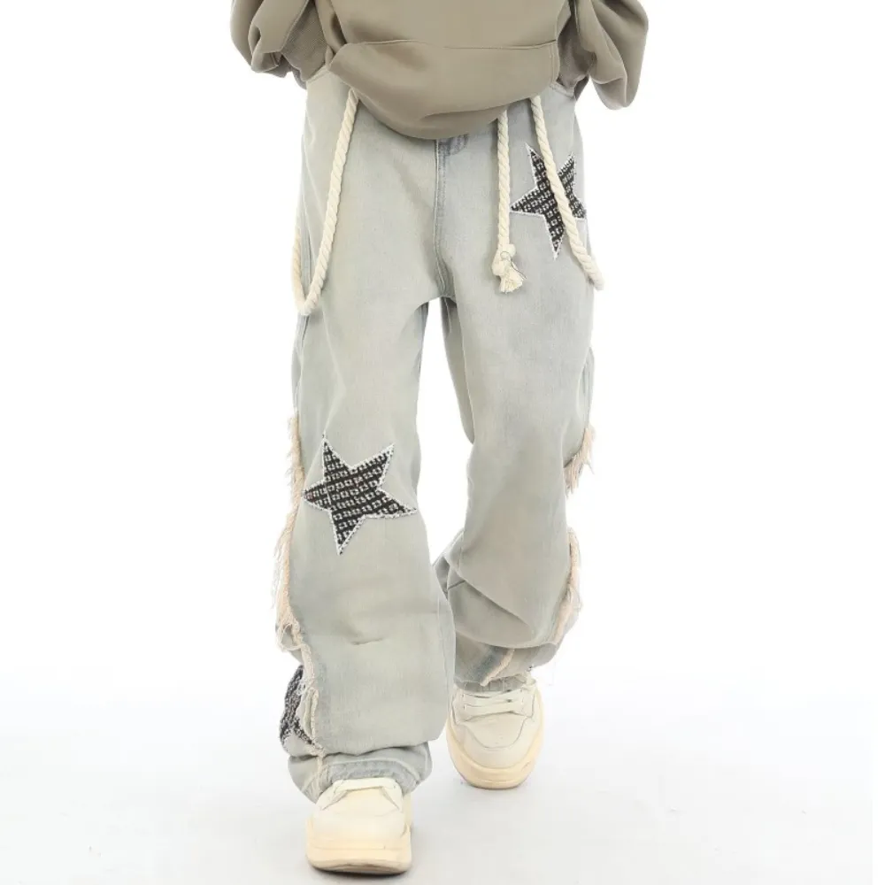 City Star Raw Edge Paneled Straight Jeans