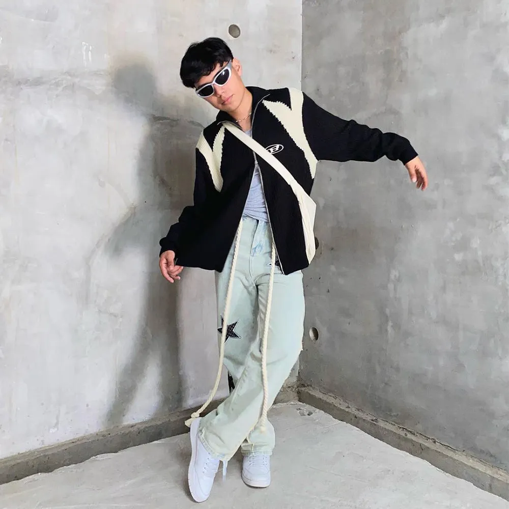City Star Raw Edge Paneled Straight Jeans