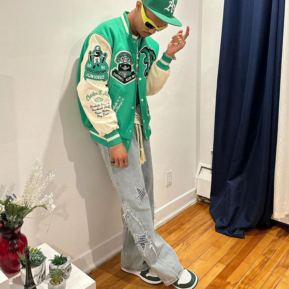 City Star Raw Edge Paneled Straight Jeans