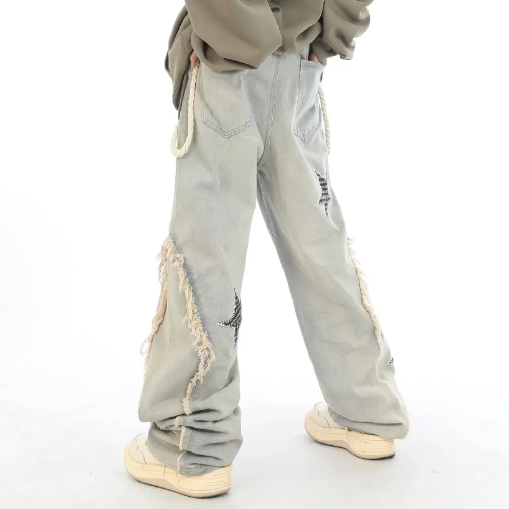 City Star Raw Edge Paneled Straight Jeans
