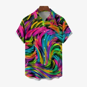 Colorful Texture Spiral Print Casual Large Size Short-Sleeved Shirt 2407001294