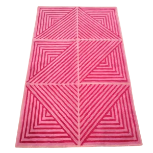 Contemporary Hot Pink Geometric Hand Tufted Wool Rug