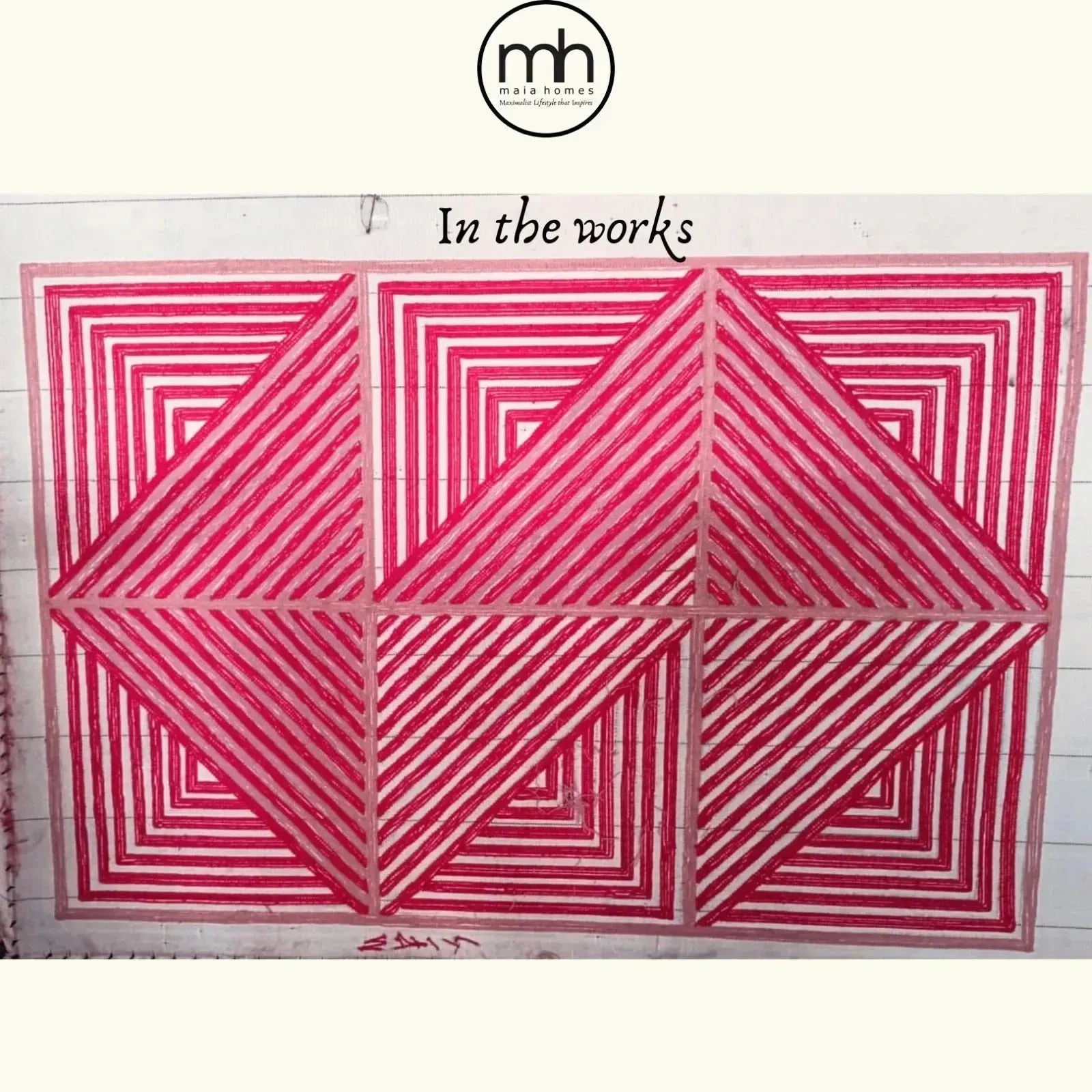 Contemporary Pink Geometric Hand Tufted Wool Rug