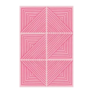 Contemporary Pink Geometric Hand Tufted Wool Rug