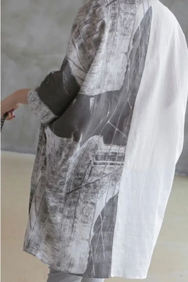 Cotton & Linen Printing Midi Dress