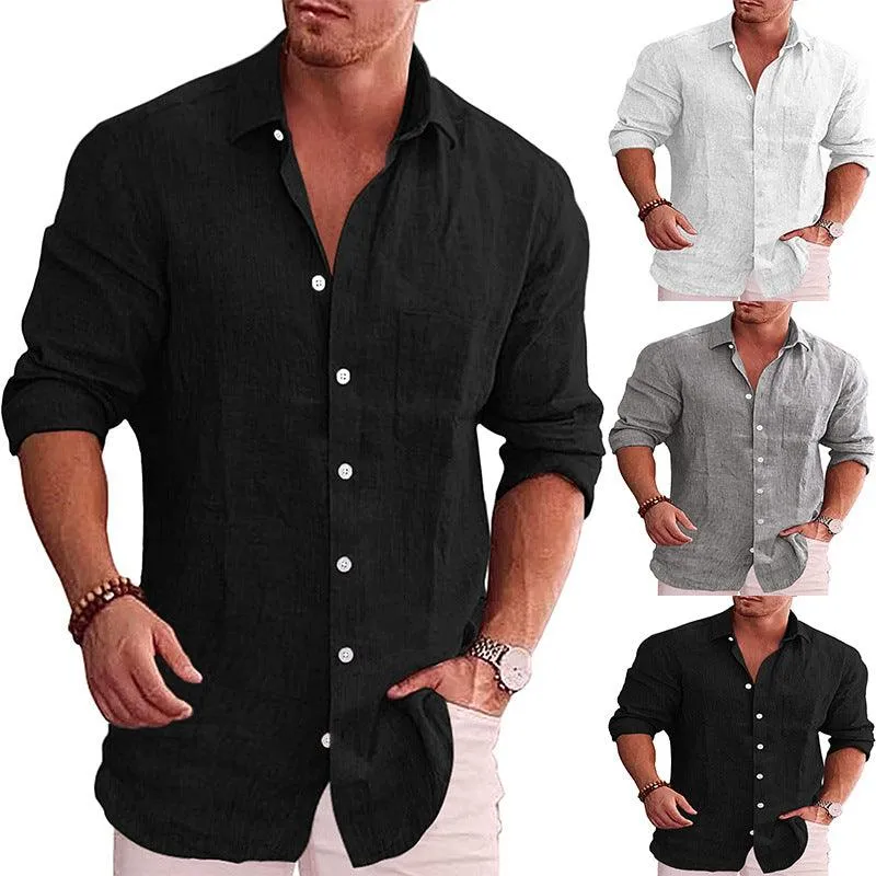 Cotton And Linen Ordinary Fit Type Lapel Shirt