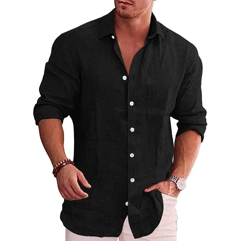 Cotton And Linen Ordinary Fit Type Lapel Shirt