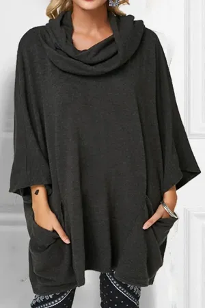Cozy Loose Collar Solid Color Blouse