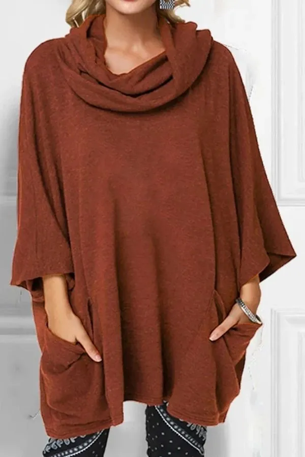 Cozy Loose Collar Solid Color Blouse