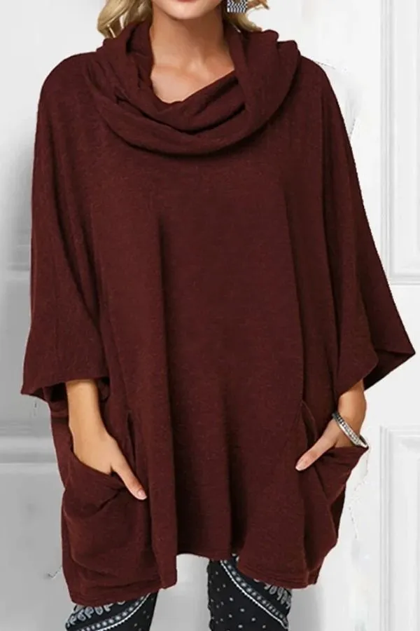 Cozy Loose Collar Solid Color Blouse