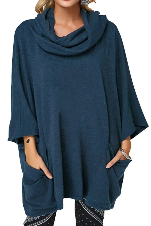 Cozy Loose Collar Solid Color Blouse