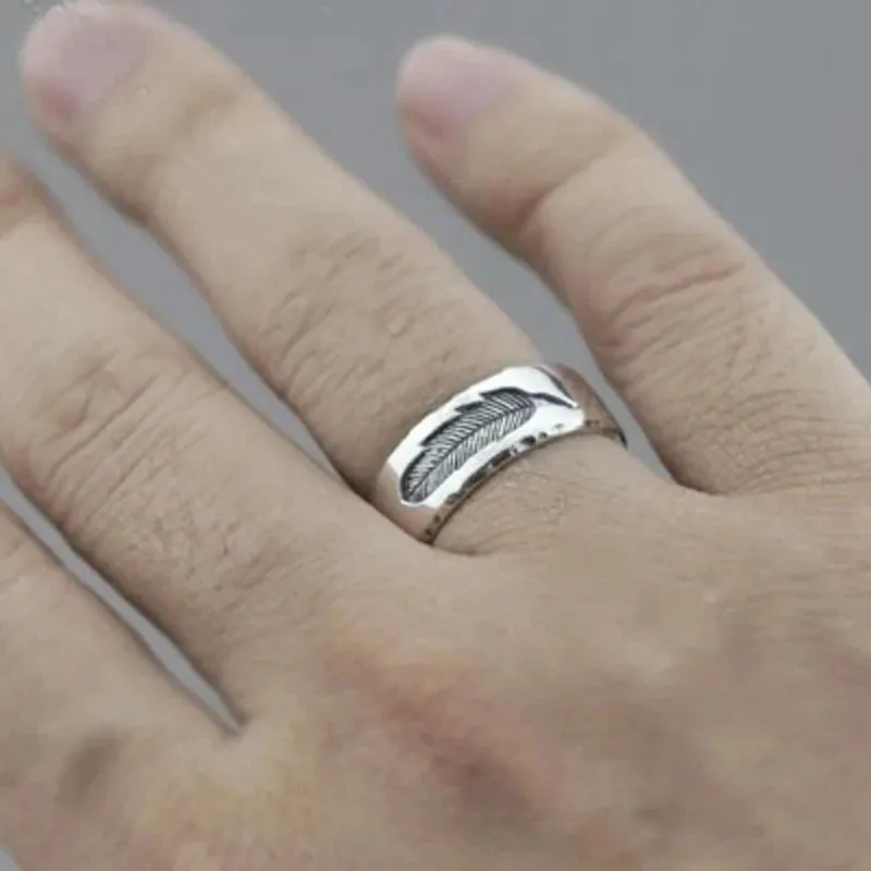 Creative Feather Men's Wedding Band
