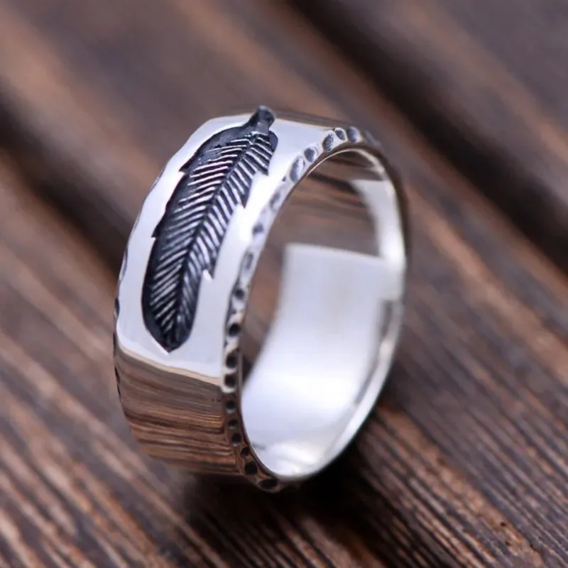 Creative Feather Men's Wedding Band