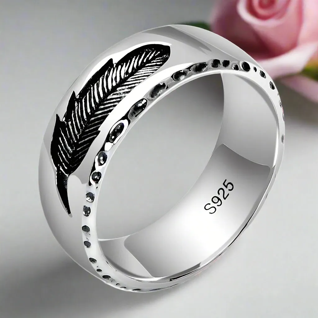 Creative Feather Men's Wedding Band