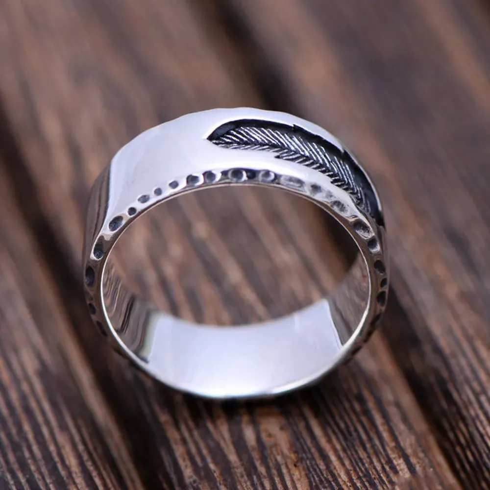 Creative Feather Men's Wedding Band