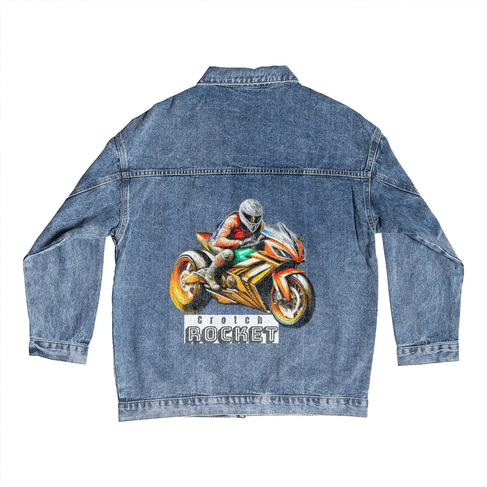 Crotch Rocket Motorcycle Men's DTG Denim Jacket